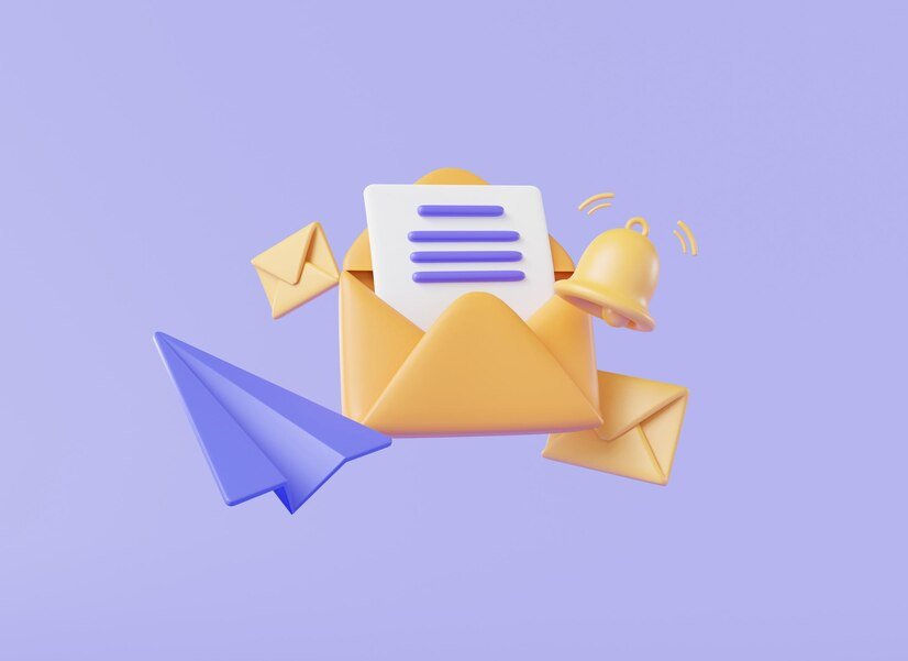 envelope with bell paper plane email letter newsletter notification new message notification alerts mail icon new email message letter document 3d rendering illustration 473922 121