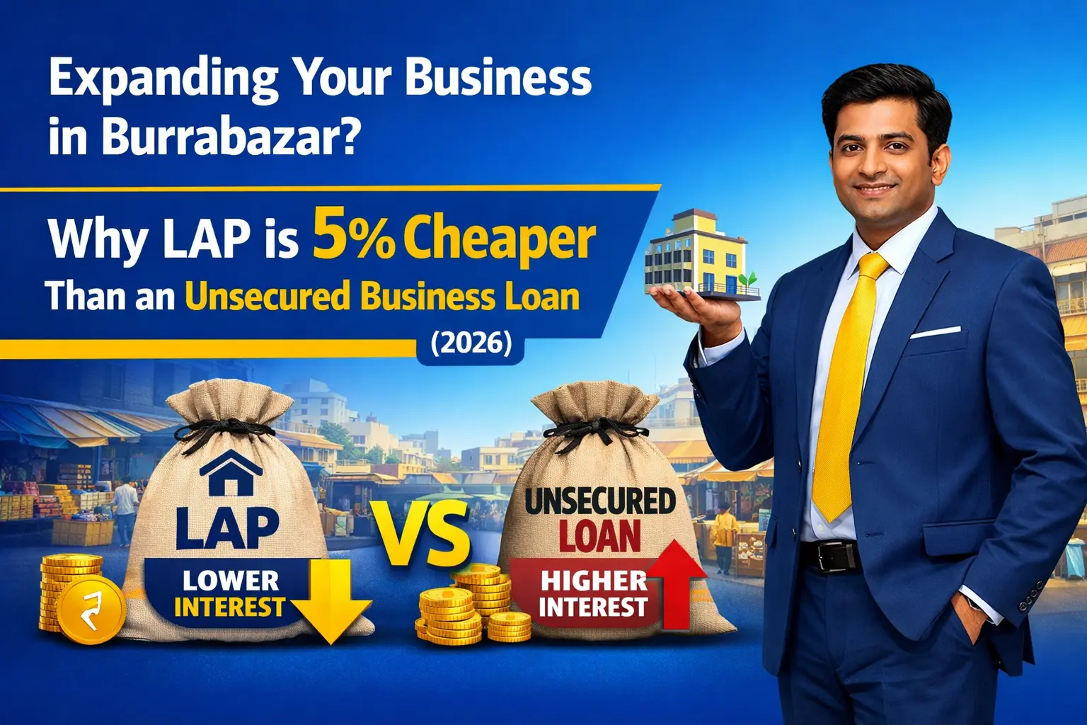 Expanding Your Business in Burrabazar? Why LAP is 5% Cheaper Than an Unsecured Business Loan (2026) C