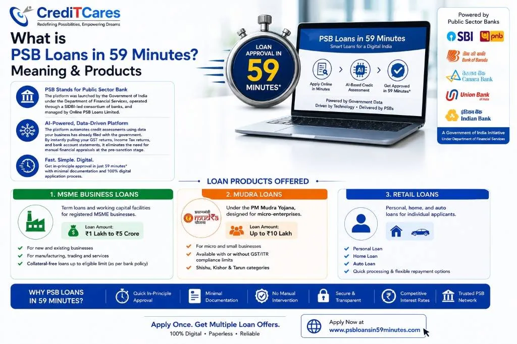 PSB Loans in 59 Minutes Scheme Breakdown Infographic